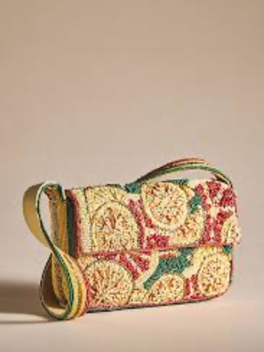 NWT Anthropologie Fiona Citrus Beaded Shoulder Bag